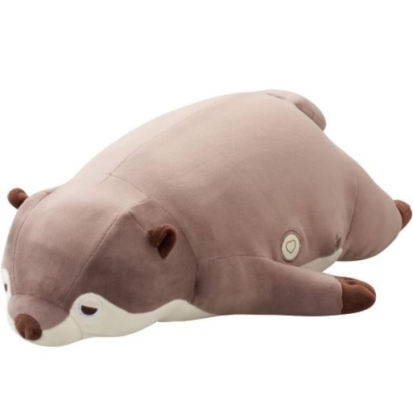 画像1: りぶはあと 抱き枕 ポリエステル おやすみグースピー ねむねむアニマルズ カワウソのくるり (全長約55cm) 快眠 安眠サポート 91010-33[ 4523251258205 ] (1)
