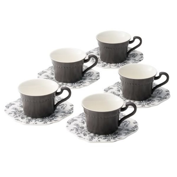 画像1: [Dolce duo] コーヒーカップ セット (箱入り) ギフト用 5客 カップ＆ソーサーセット (5客（RU-1404）)[ 4524854207799 ] (1)