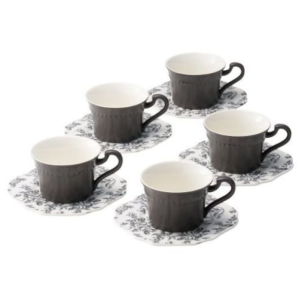 画像1: [Dolce duo] コーヒーカップ セット (箱入り) ギフト用 5客 カップ＆ソーサーセット (5客（RU-1404）) (1)