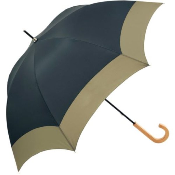 画像1: ビコーズ because 長傘 60cm UVカット98%以上 大きい 再生ポリエステル 日傘 晴雨兼用 男女兼用 ペットボトル再生生地 おしゃれ ブラック U-DAY RE:PET/バイカラー 4525151971130 ] (1)