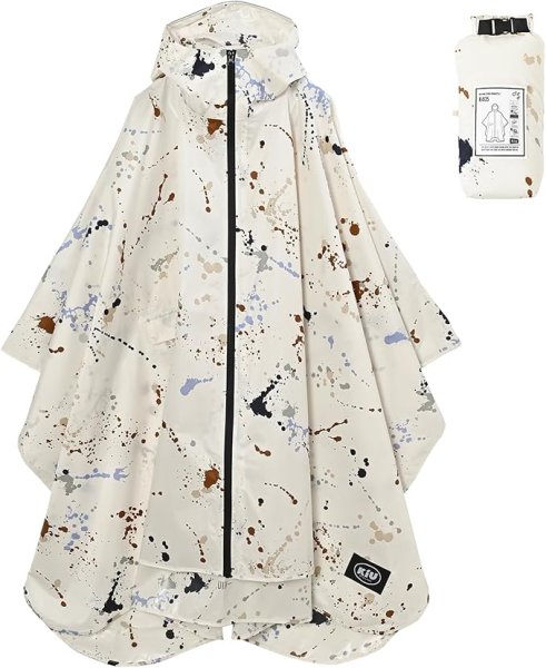 画像1: [キウ] レインポンチョ 2ND RAIN PONCHO - 2ND 防水 撥水 はっ水 耐水 雨対策 大雨 台風 梅雨 レインコート ポンチョ 雨具 雨ガッパ 雨合羽 収納袋 ポケット おしゃれ かわいい 通勤 通学 自転車 アウトドア フェス ユニセックス メンズ レディース 男女兼用 スパッタリング K405-294 4537988332701 ] (1)