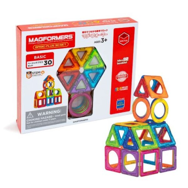 画像1: ボーネルンド (BorneLund) マグ・フォーマー (MAGFORMERS) ベーシックプラスセット [ 30ピース ] 3歳頃から 知育玩具 磁石 マグネット ブロック MF715015 4541356058353 ] (1)