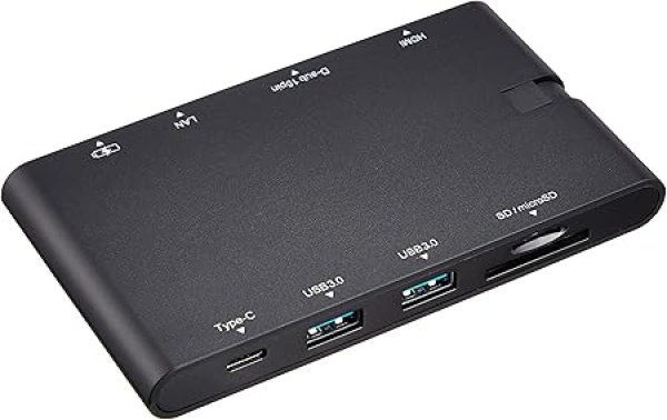 画像1: エレコム ドッキングステーション USB-C ハブ PD対応【Type-C×2/USB3.0×2/HDMI/D-sub/LAN/SD+microSDスロット】ケーブル収納 ブラック DST-C05BK 4549550108683 ] (1)
