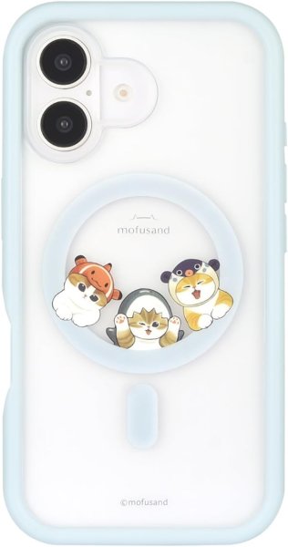 画像1: グルマンディーズ mofusand iPhone16 MagSafe 対応 プランプフレームケース ブルー MOFU-65BL 4550213125817 ] (1)