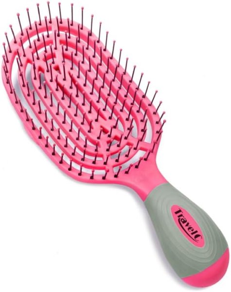 画像1: NuWay Brush Travel C Mix&Match ヘアブラシ 限定カラー トラベルケース付き ミニサイズ ツヤ髪 サラサラ スカルプケア ニューウェイ 正規品 【ピンク】 (1)