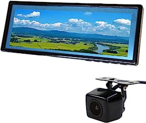 画像1: Driveworld バックミラーモニター モニター セット ルームミラーモニター 9.1インチ 12V 24V バックカメラ 角型 カメラ 連動 トラック対応 [B391C859B] (1)