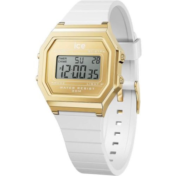 画像1: 正規代理店 [Ice watch] アイスウォッチ 時計 腕時計 デジタル レディース 022049 アイスデジット ICE digit retro ホワイト ゴールド スモール[ 4895173318184 ] (1)
