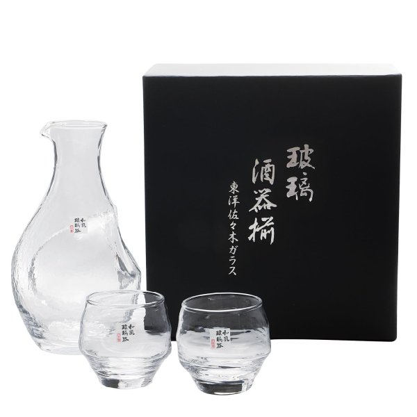 画像1: 東洋佐々木ガラス 冷酒セット 酒グラスコレクション 酒器揃え 箱入り 日本製 食洗器対応 クリア 3点セット 父の日 G604-M79 (カラフェ)300ml×1、(杯)100ml×2 4906678222538 ] (1)