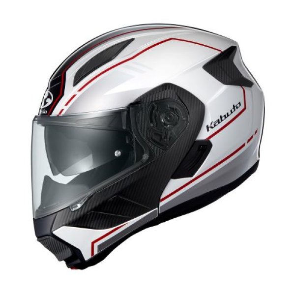 画像1: オージーケーカブト(OGK KABUTO)バイクヘルメット システム RYUKI BEAM(ビーム) ホワイトレッド (サイズ:L) 4966094615581 ] (1)