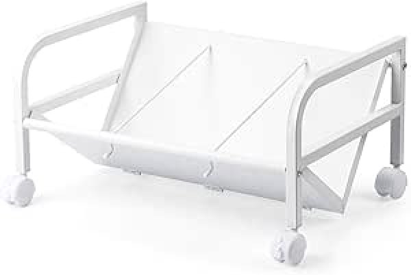 画像1: ・サンワダイレクト ファイルワゴン 1段 A4対応 幅59.5cm×奥行40cm キャスター付き 取り出しやすい斜め棚 100-WG005W (1)