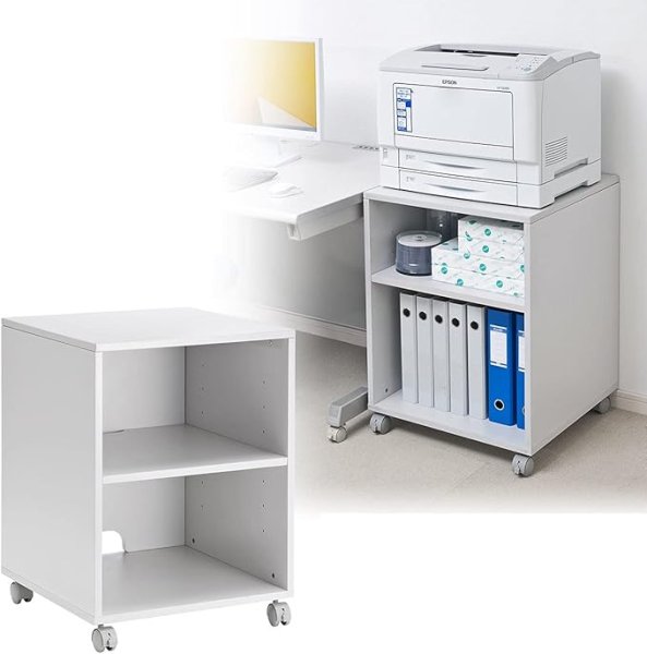 画像1: ・サンワダイレクト プリンター台 キャスター付き 総耐荷重70kg 幅52×奥行52×高さ70cm 中棚7段階可動 プリンターカート 100-LPS005 (1)