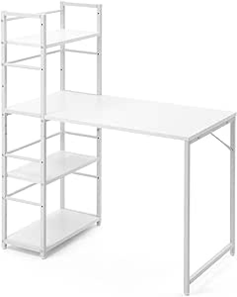 画像1: ・サンワダイレクト パソコンデスク ラック付き 幅100×奥行50cm クランプ製品取り付け対応 ホワイト 100-DESKH063W (1)