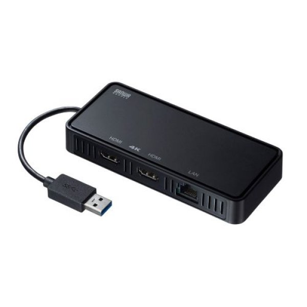 画像1: サンワサプライ USB3.1-HDMIディスプレイアダプタ(4K対応・ 2出力・LAN-ポート付き) USB-CVU3HD3 4969887594117 ] (1)