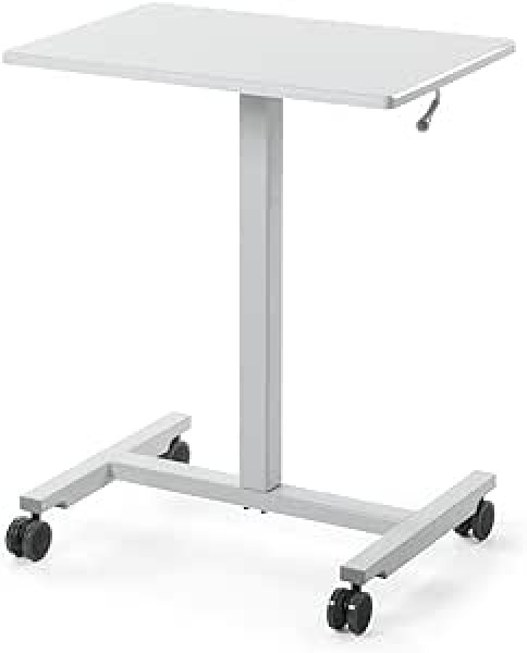 画像1: ・サンワダイレクト スタンディングデスク ガス圧 昇降式 幅62×奥行43cm 高さ76.5〜110.5cm キャスター付き 耐荷重10kg パソコンデスク ホワイト 100-ERD007W (1)