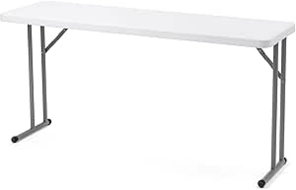 画像1: ・サンワダイレクト 折りたたみテーブル 幅152cm×奥行45.5cm 軽量9.1kg 会議テーブル 屋外 樹脂天板 ホワイト 100-FD022W (1)