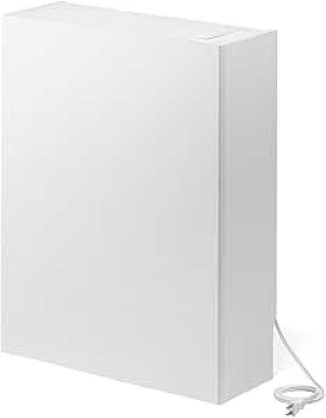 画像1: ・サンワダイレクト ルーター 収納 ケーブルボックス 木製 コンセント付き 幅50×高さ65×奥行18cm 配線隠し 木目調 ホワイト 200-CB043WM (1)
