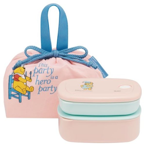 画像1: 【特売品】スケーター(Skater) 保存容器 280ml 400ml 巾着付き 3点セット ディズニー くまのプーさん コスチューム KSLGD2 4973307687693 ] (1)