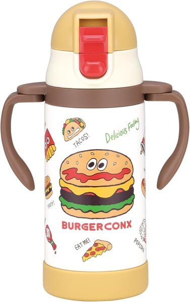 画像1: スケーター(Skater) 2WAY 両手ハンドル ストロー付き ステンレス 水筒 350ml ベビーマグ バーガーコンクス STWM3N-A 4973307710728 ] (1)