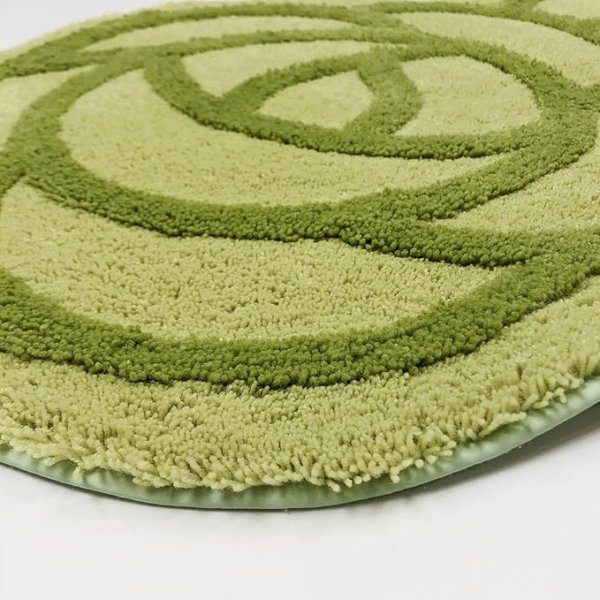 画像1: センコー S.D.S ローズ 薔薇をかたどった 耳長 トイレマット 約95×60cm グリーン ばら エレガント 18092[ 4973422180925 ] (1)