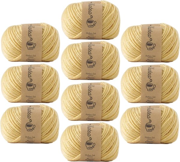 画像1: 原ウール Knitworm 毛糸 10玉セット チャティアクリル並太 並太 30g(約66m) アクリル100% 5.バナナ[ 4981769204983 ] (1)