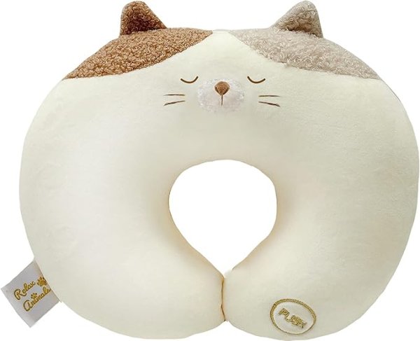 画像1: ほんやら堂 ネックぶるぶるる ねこ RLK38547 クッション デスクワーク ネックピロー 4991936385476 ] (1)